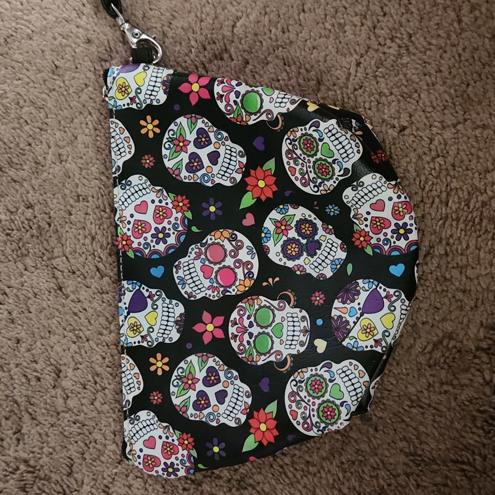 Sugar skull makeup bag